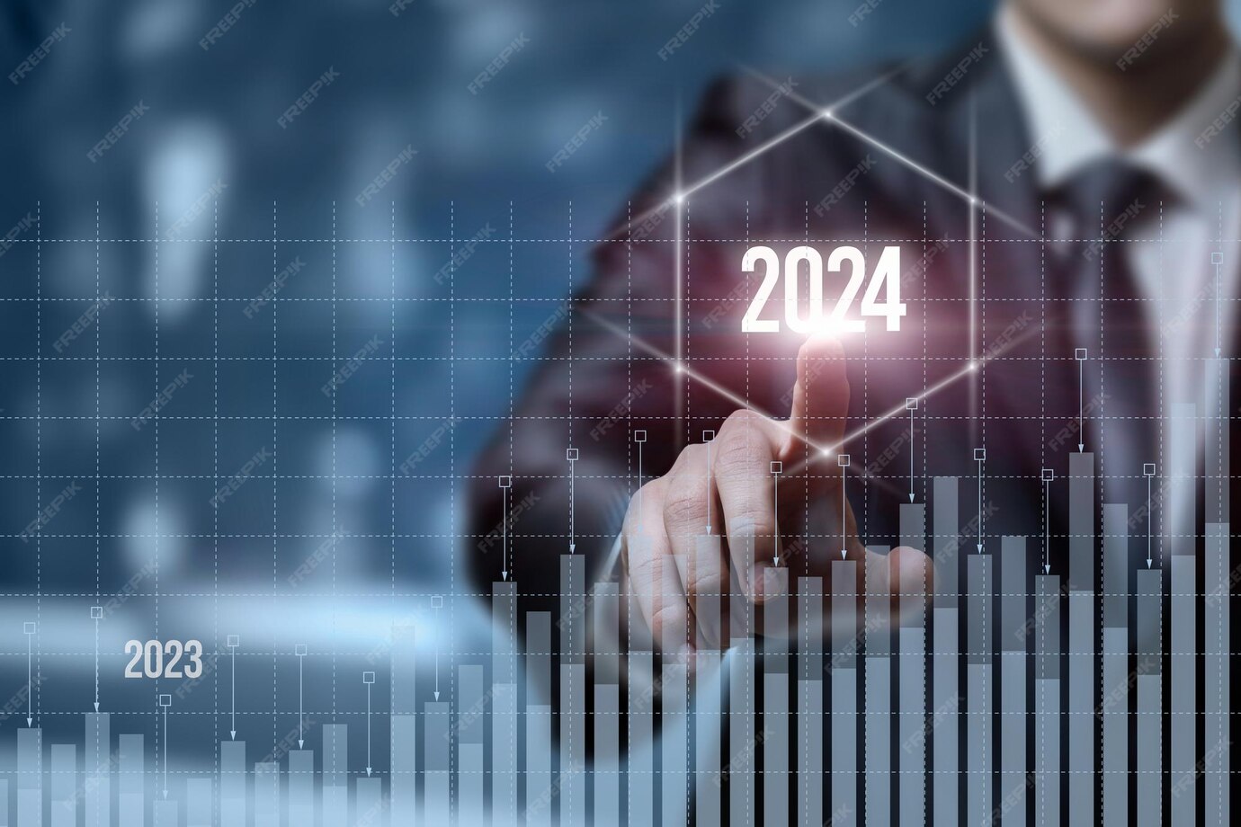 Premium Photo Concepts of the onset of the new financial year 2024