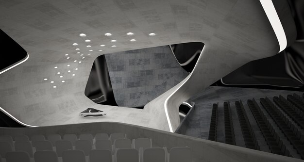 Photo conceptual abstract design of the interior of the concert hall and grand piano in a modern style 3d