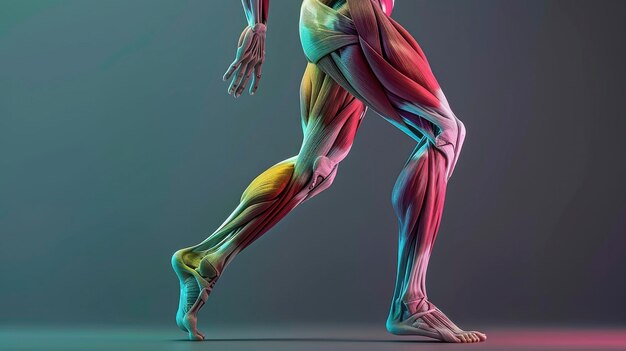 Conceptual anatomy healthy skinless human body muscle system