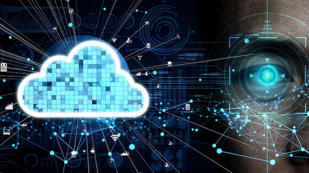 Foto tecnologia concettuale di cloud computing e archiviazione dei dati per l'innovazione futura