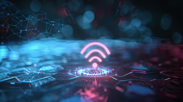 Photo conceptual design of abstract wifi symbol in futuristic theme