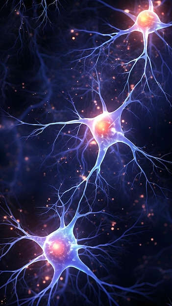 Conceptual diagram of a glowing neuronal cell