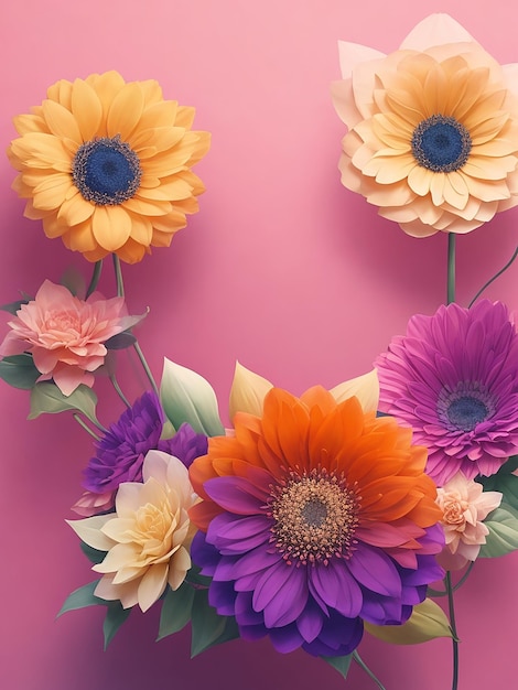 Conceptual flower art work on gradient background generated by AI