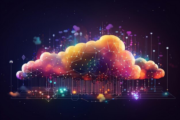 A conceptual illustration depicting cloud networking automation AI and cloud management Generative Ai