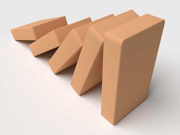 Conceptual illustration of falling bricks which push each other