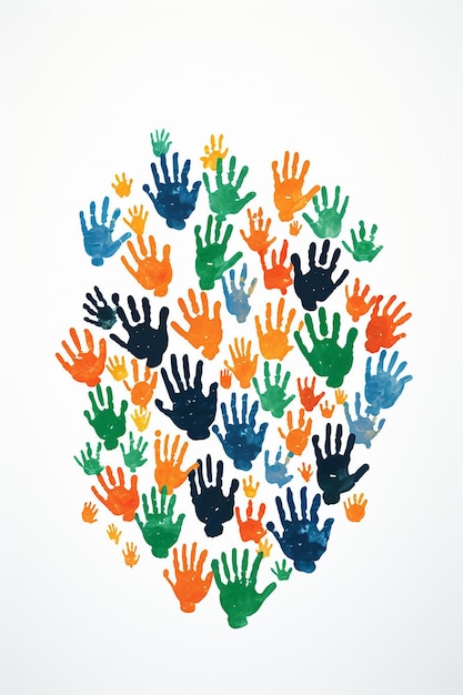 a conceptual illustration for India Republic Day that features a mosaic of handprints in the colors