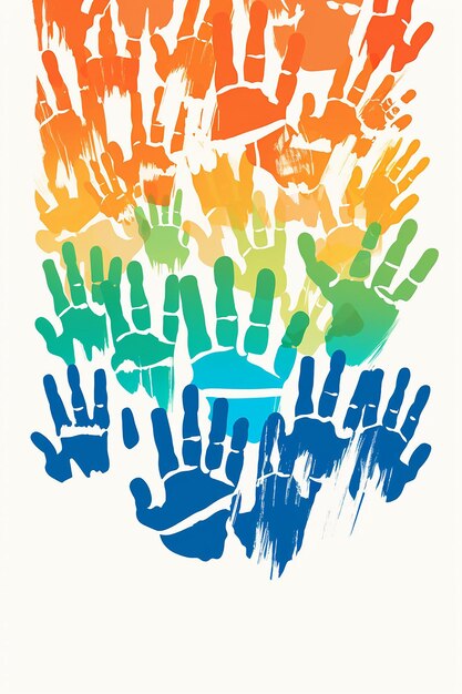 Photo a conceptual illustration for india republic day that features a mosaic of handprints in the colors