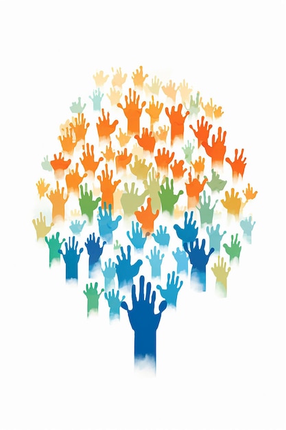 a conceptual illustration for India Republic Day that features a mosaic of handprints in the colors