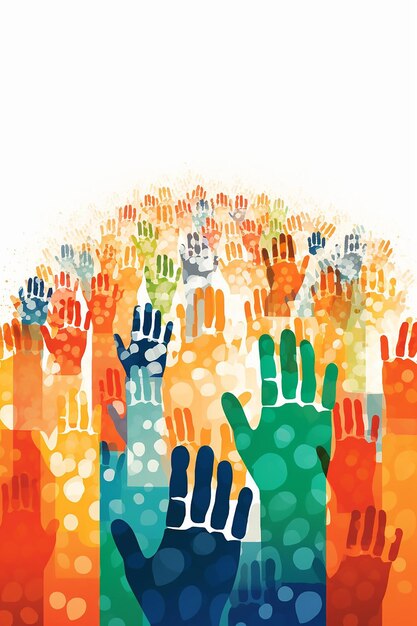 Photo a conceptual illustration for india republic day that features a mosaic of handprints in the colors