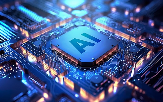 Концептуальное изображение 3D-чипа искусственного интеллекта