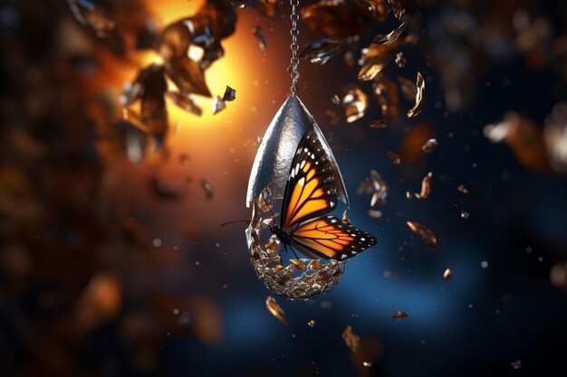 Conceptual image of a butterfly emerging from a generative ai