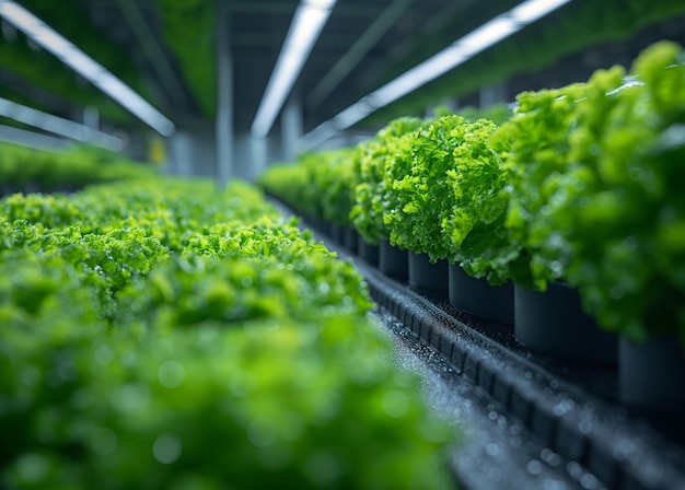 Photo a conceptual image of farming hydroponics and fresh storage of herlbs plants and vegetables