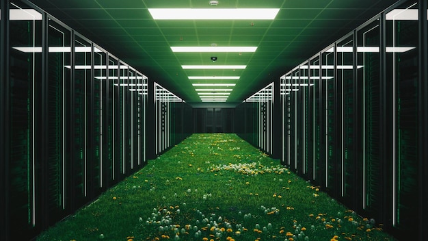 Photo conceptual image of green server room