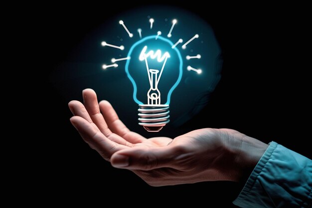 Conceptual Image of a Hand Holding a Glowing Light Bulb