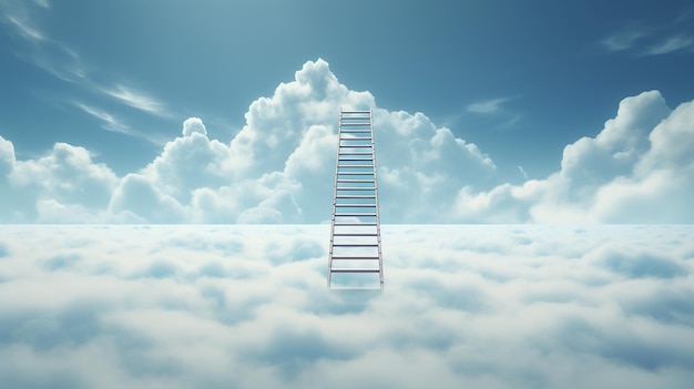 Conceptual image of ladder going up over clouds