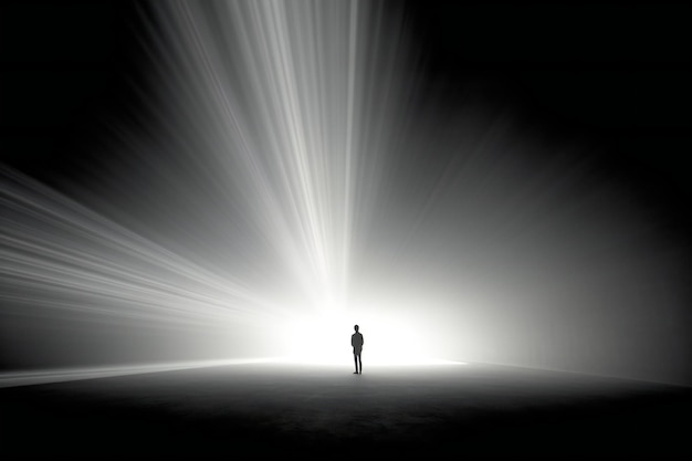 Conceptual image of a man standing in front of a light source