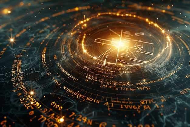 Conceptual image of mathematical formulas orbiting