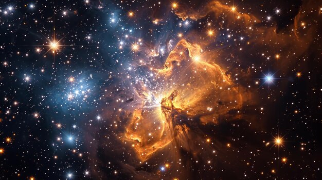 写真 トランプラー星団の概念的な画像はその巨大で明るい星を強調しています