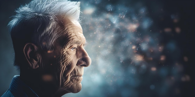 Фото Концептуальное изображение, представляющее влияние болезни альцгеймера на индивида концепция альцгеймер39s осведомленность потеря памяти старение население деменция поддержка здоровья мозга