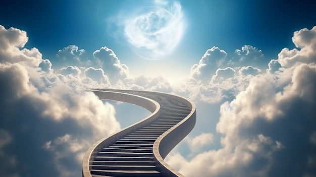 Conceptual image of a road going up into the sky