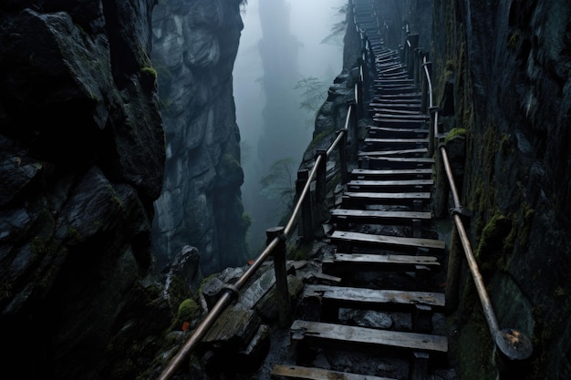 Conceptual image of stairs from a substantial height signifying the fear of heights