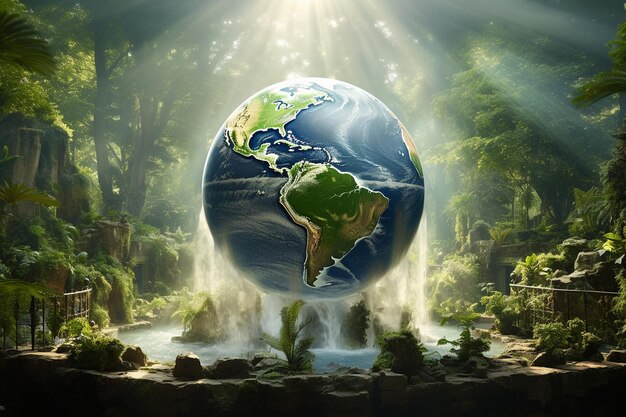 Conceptual images of Earth in a greenhouse