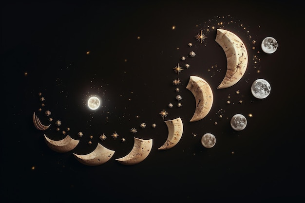 Conceptual images of the phases of the moon