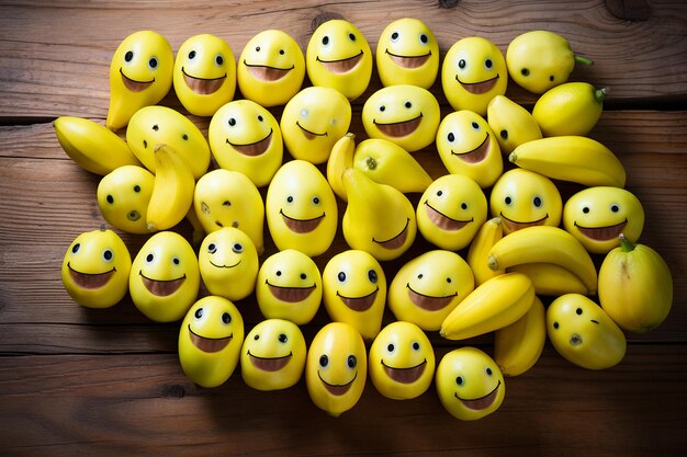 笑顔を模するために配置されたバナナのコンセプト写真