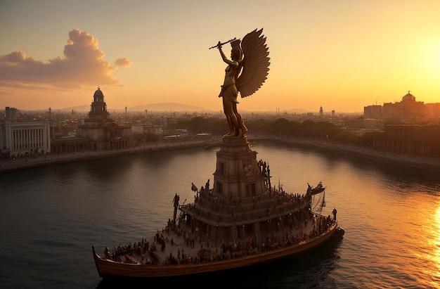 Conceptual photography of Mexico's independence sculpture and symbols of resistance