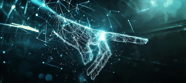 conceptual representation of blockchain technology ai robot hand holding the abstract blockchain network data network of ai internet security binary coded asymmetric block encrypted block and