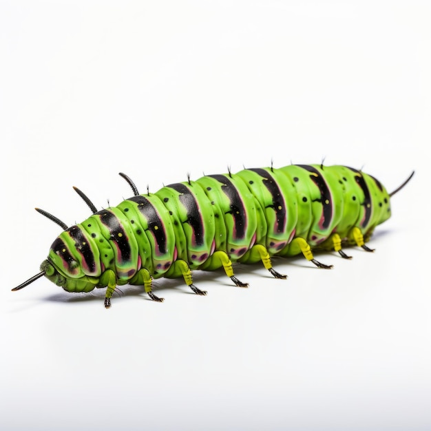 Conceptual Sculpture Smiling Caterpillar On White Background