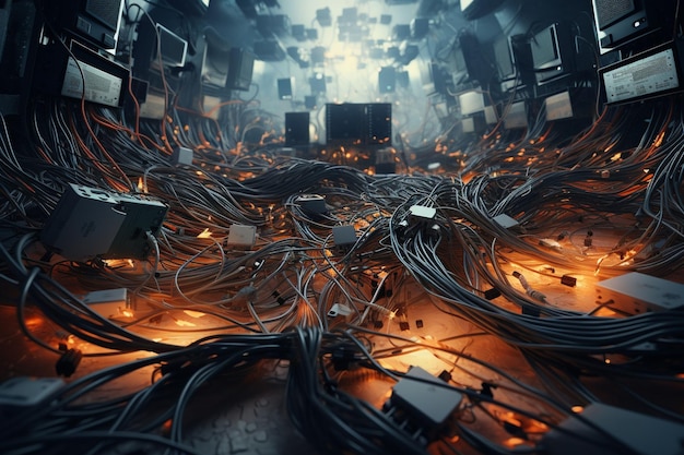 Photo conceptual visualization of a tangled mess of generative ai