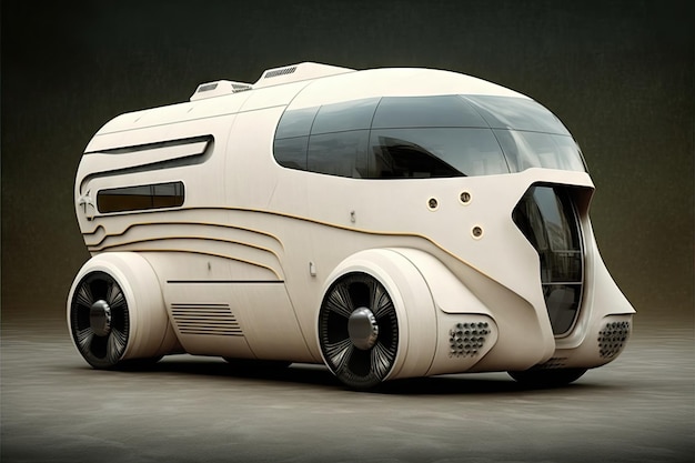 Conceptueel voertuig met speciale motor futuristische bestelwagen van de toekomst