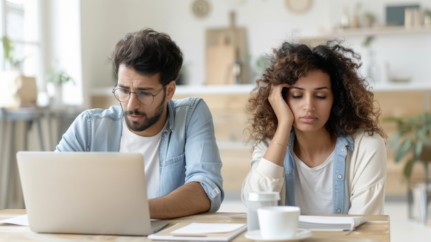 Concerned Couple Grappling with Financial and Marital Challenges at the Dining Table