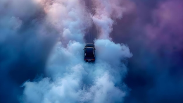 Photo concerns rise as car emits white smoke with harmful pm emissions concept car emissions health risks air pollution vehicle maintenance environmental impact