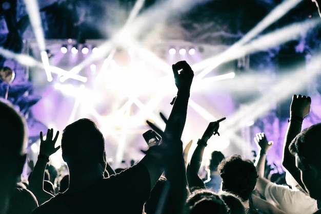 Concert crowd applauding at a music festival