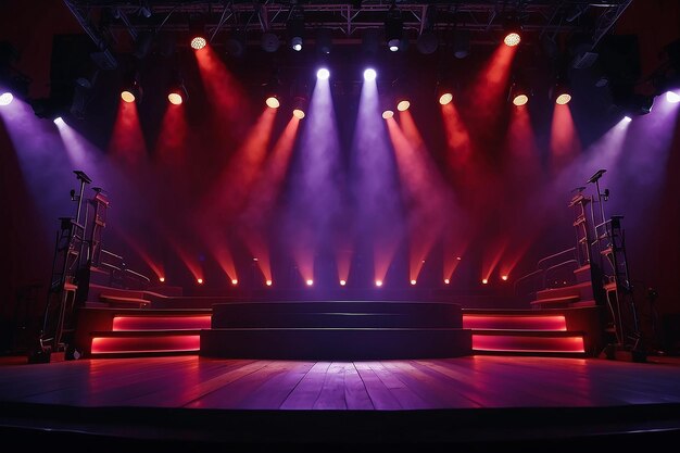 concert stage Red purple lights in a studio