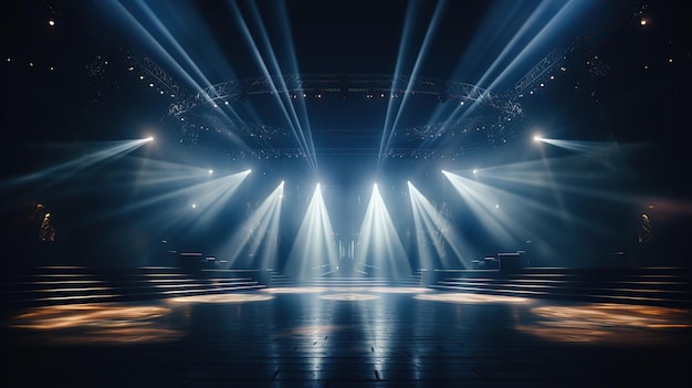 Концертная сцена с прожекторами шоу и сцены развлечения диско-вечеринка AI Generative AI Generative