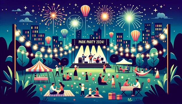 concert to welcome the new year flat illustration