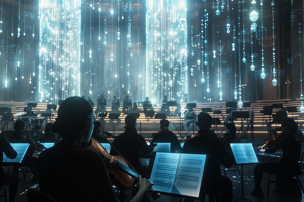 Photo a concert with a woman playing music on the stage