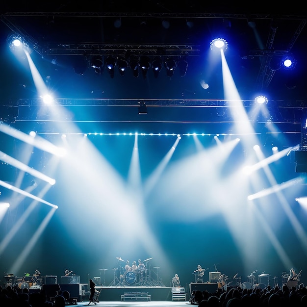 Concertpodium op rockfestivalmuziekinstrumenten gegenereerd door AI