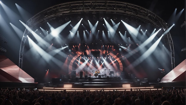 Concertpodium op rockfestivalmuziekinstrumenten gegenereerd door AI