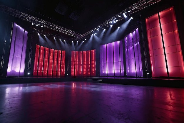 concertpodium rode paarse lichten in een studio