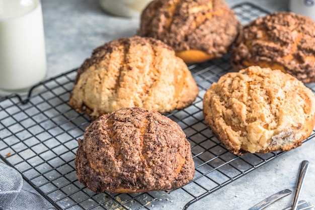 Il pane dolce conchas è un tipo di pan dulce tradizionalmente cotto in messico durante le settimane che precedono il dãƒâa de muertos