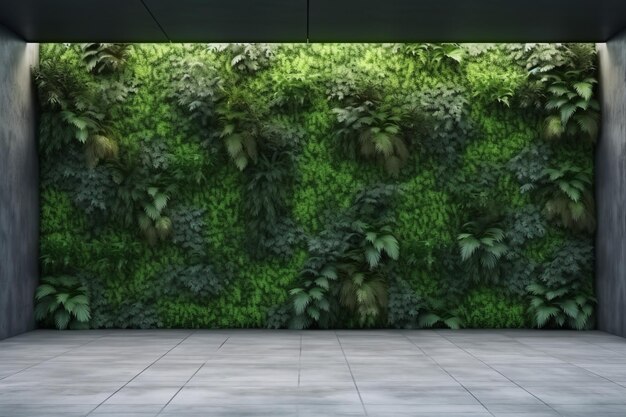 Concrete architectuur verticale tuinmuur groene planten decoratie 3D illustratie rendering