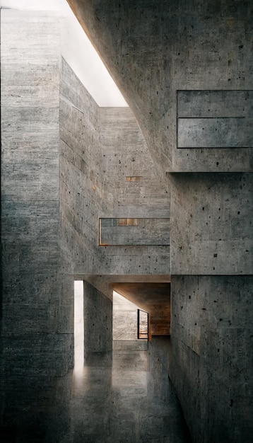 A concrete building with a concrete floor and a concrete floor.