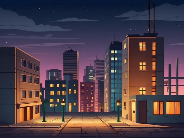 Concrete City With Attic during Twilight cartoon City building simple background vector