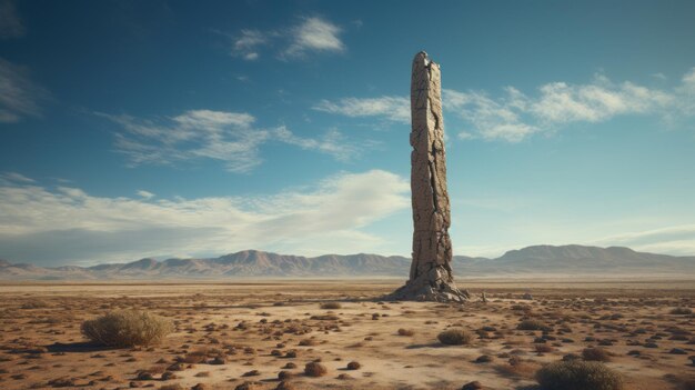 Photo concrete column a photorealistic sculpture in the spanish desert