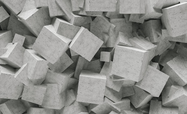 コンクリートの立方体の壁の背景3Dレンダリング