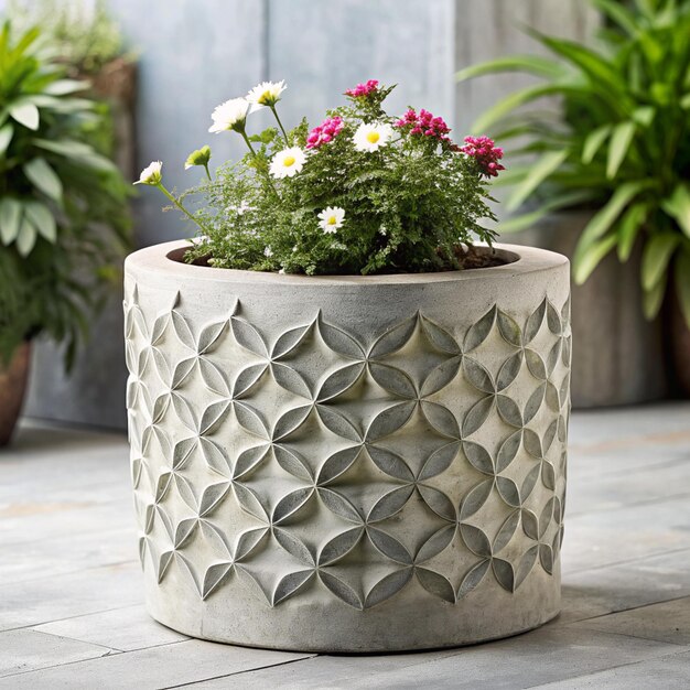 concrete decorative flower pot